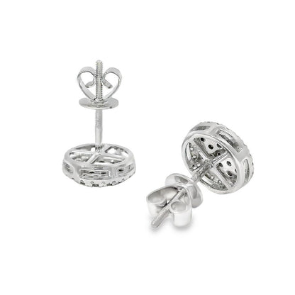 18K Gold Diamond Round Earrings