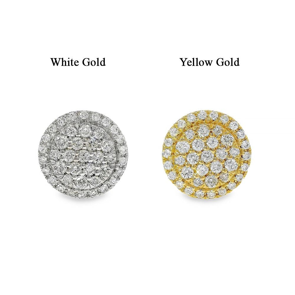 18K Gold Diamond Round Earrings