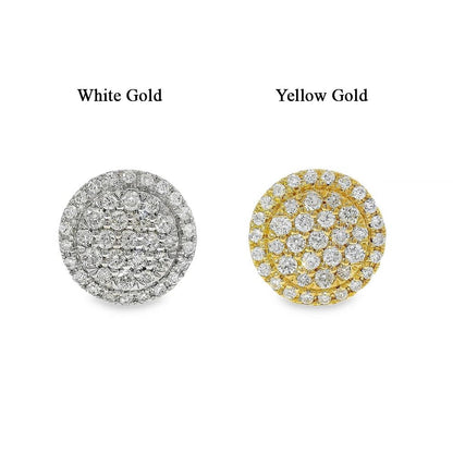 18K Gold Diamond Round Earrings