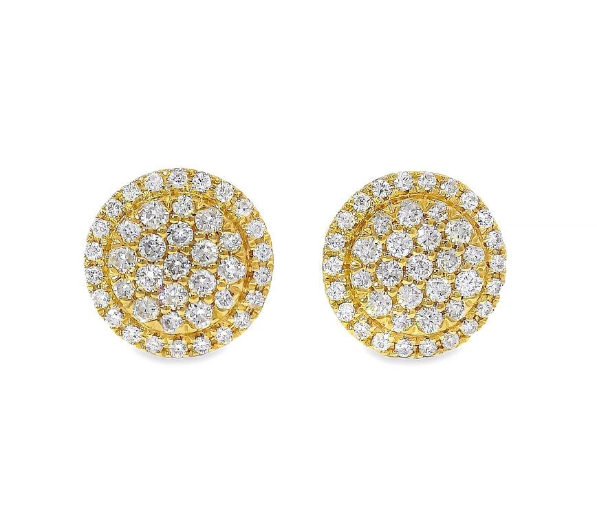 18K Gold Diamond Round Earrings