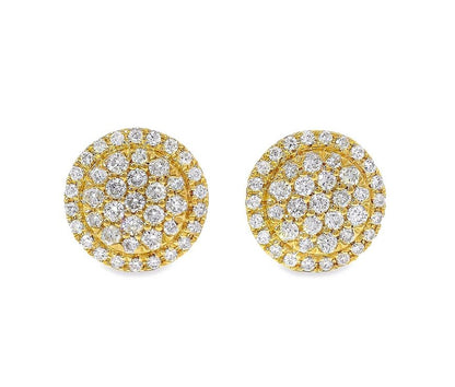 18K Gold Diamond Round Earrings