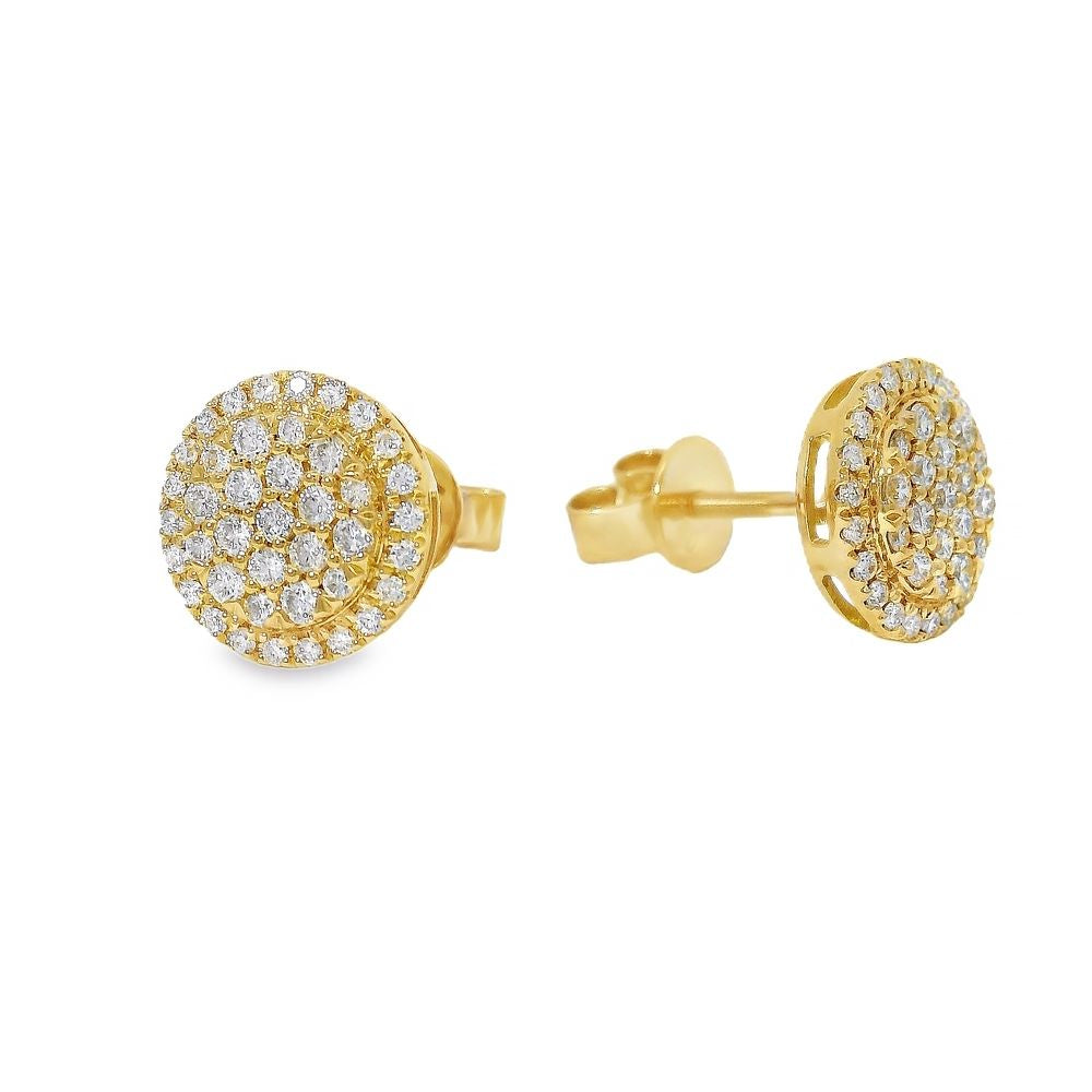 18K Gold Diamond Round Earrings
