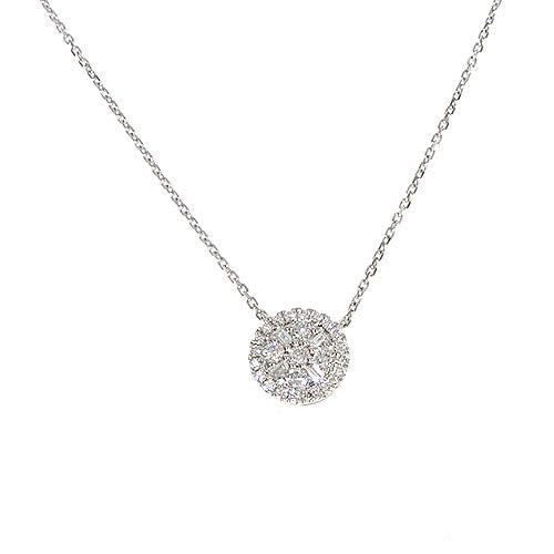 18K Gold Round Diamond Necklace With Adjustable Chain 67310