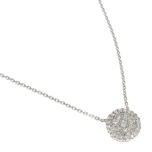 18K Gold Round Diamond Necklace With Adjustable Chain 67310