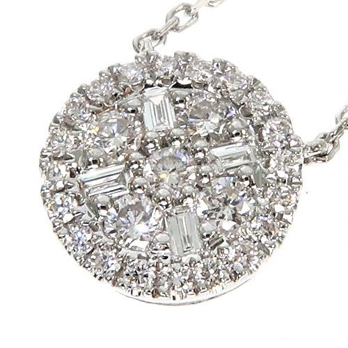 18K Gold Round Diamond Necklace With Adjustable Chain 67310
