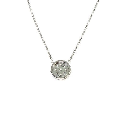 18K Gold Round Diamond Necklace With Adjustable Chain 67310