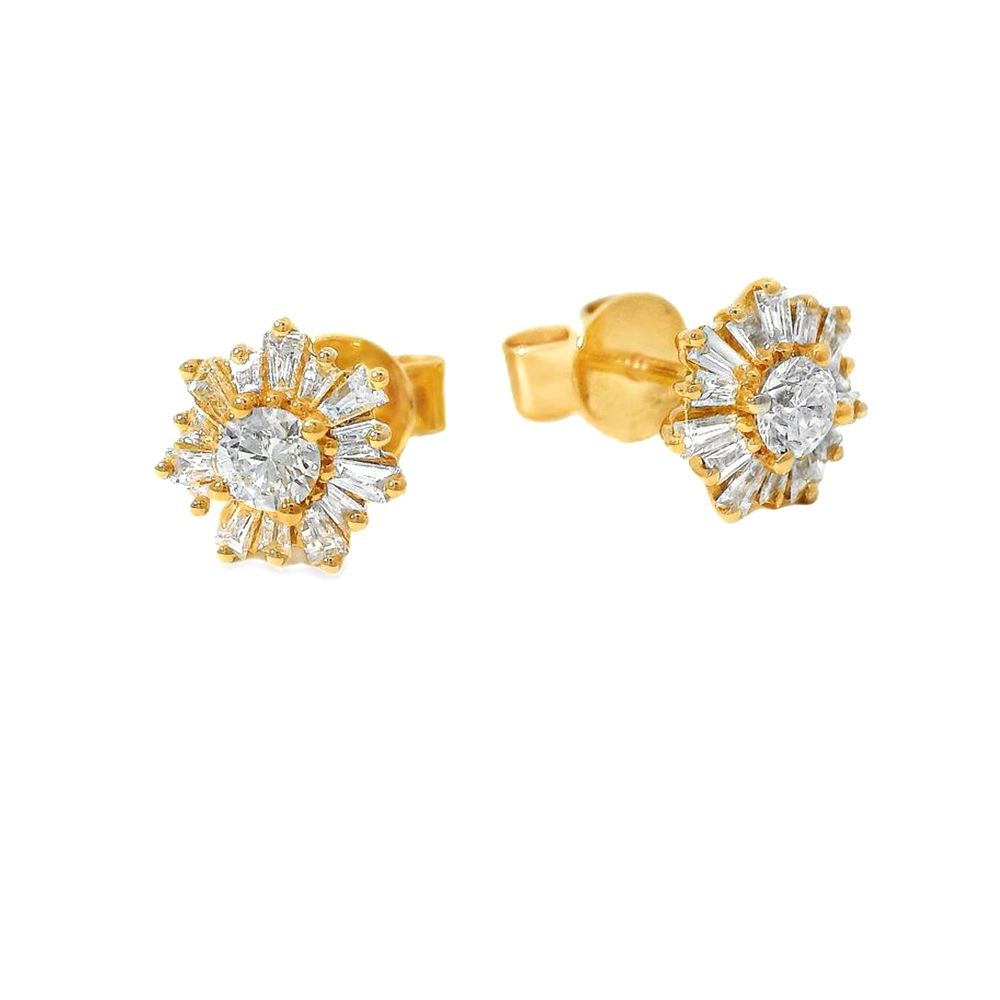 18K Gold Snowflake Diamond Earrings
