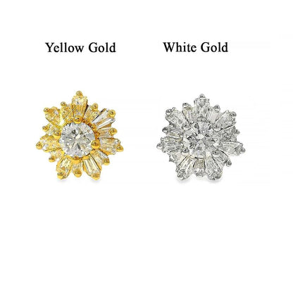 18K Gold Snowflake Diamond Earrings