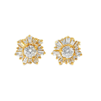 18K Gold Snowflake Diamond Earrings