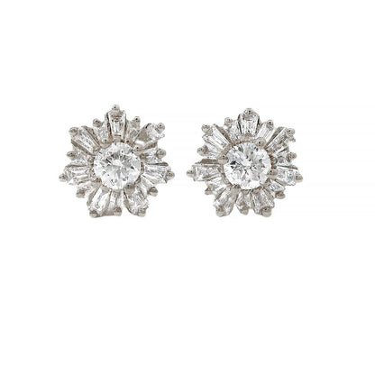 18K Gold Snowflake Diamond Earrings