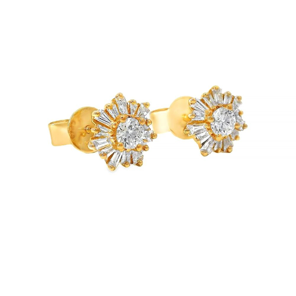 18K Gold Snowflake Diamond Earrings