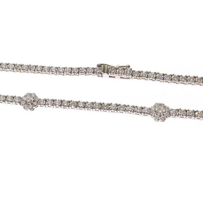 3 pointer Flower Motif Diamond Tennis Chain