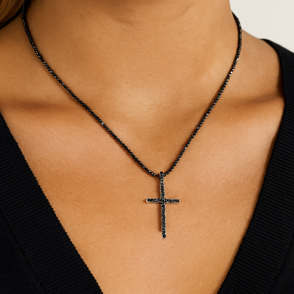 Black Diamond Cross Set .925 Silver 70915