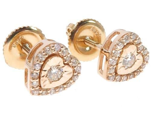 14K Gold Heart Shape Stud Earrings