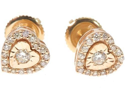 14K Gold Heart Shape Stud Earrings