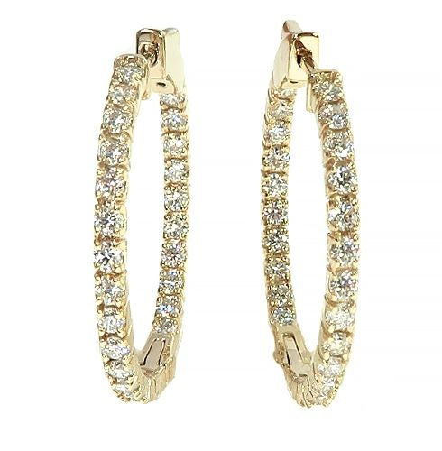 14K Gold Diamond Hoop Earring