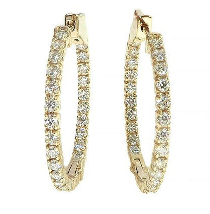 14K Gold Diamond Hoop Earring