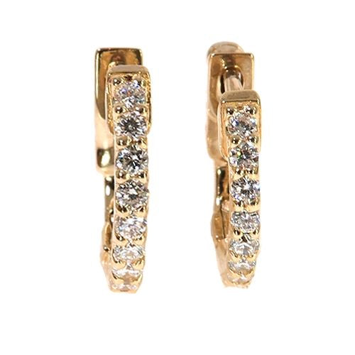 14K Gold Diamond Hoop Earrings