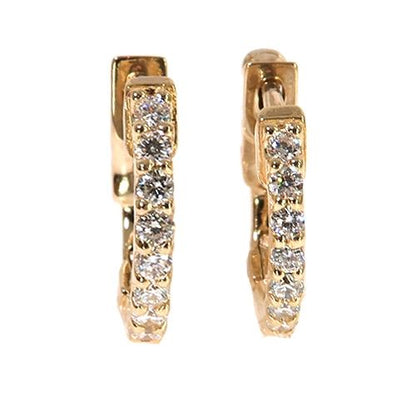 14K Gold Diamond Hoop Earrings