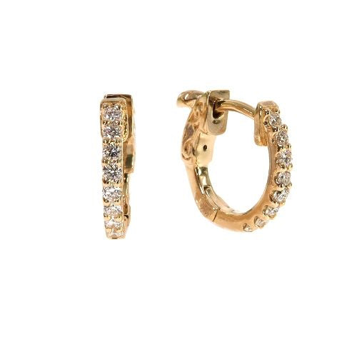 14K Gold Diamond Hoop Earrings