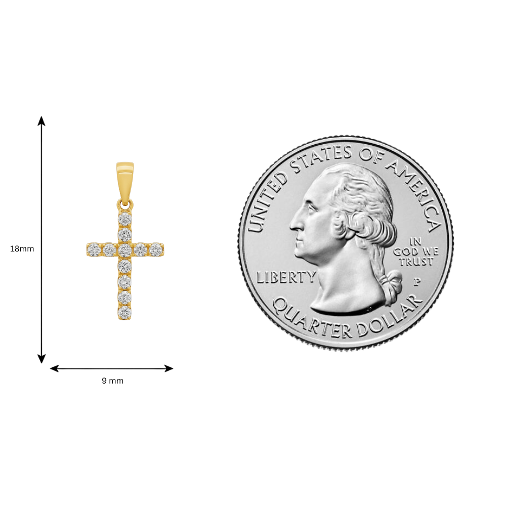 14K Gold Mini Diamond Cross
