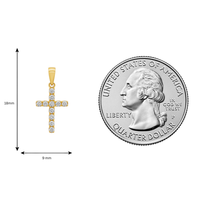 14K Gold Mini Diamond Cross