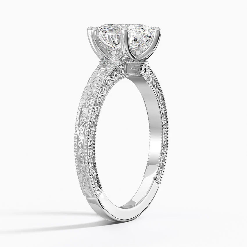 Hudson Engraved Ring in 18K White Gold