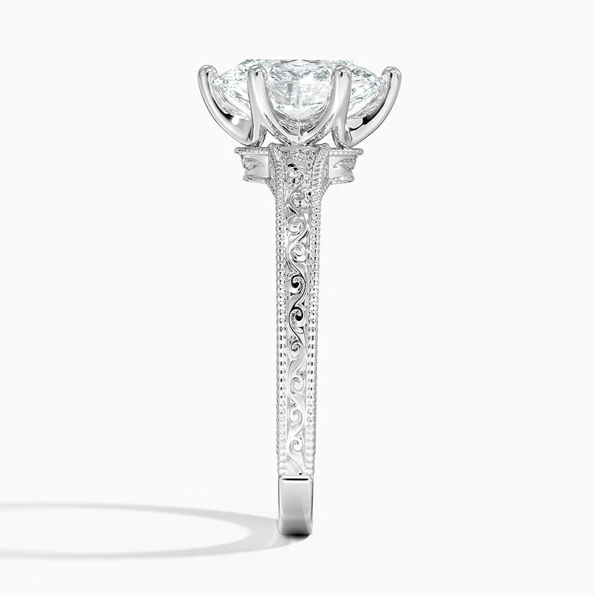 Hudson Engraved Ring in 18K White Gold