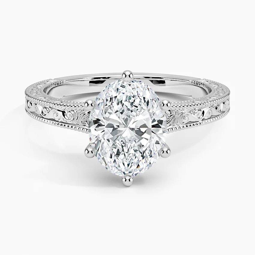 Hudson Engraved Ring in 18K White Gold