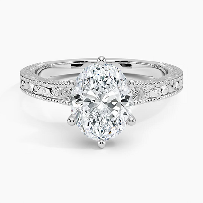 Hudson Engraved Ring in 18K White Gold