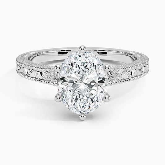 Hudson Engraved Ring in 18K White Gold