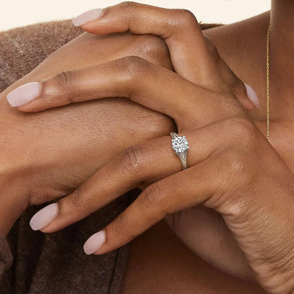 Reverie Solitaire Ring in 18K White Gold
