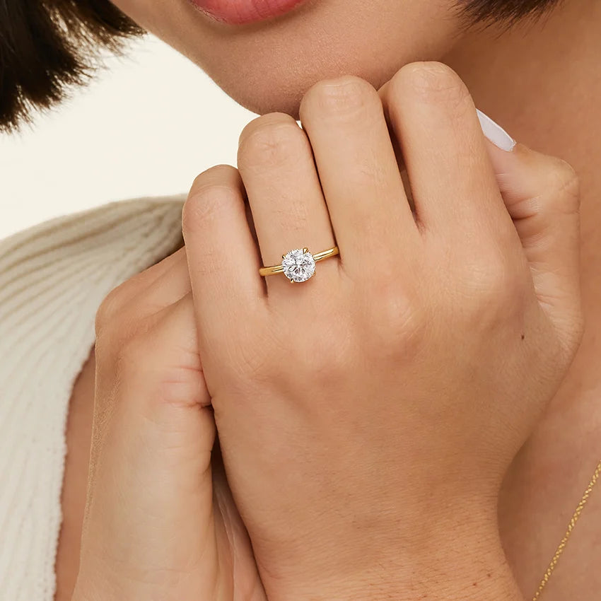 Freesia Hidden Halo Diamond Ring in 18K Yellow Gold