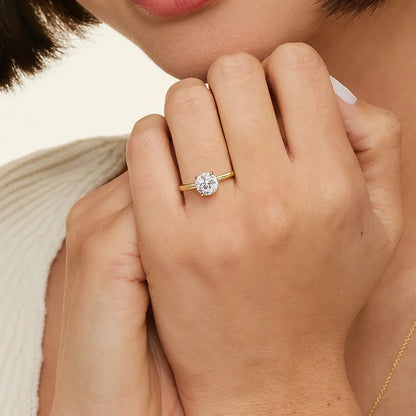 Freesia Hidden Halo Diamond Ring in 18K Yellow Gold