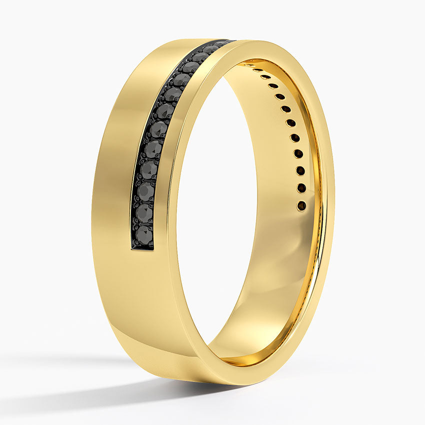 Austin Black Diamond 5.5mm Wedding Ring in 14K Yellow Gold