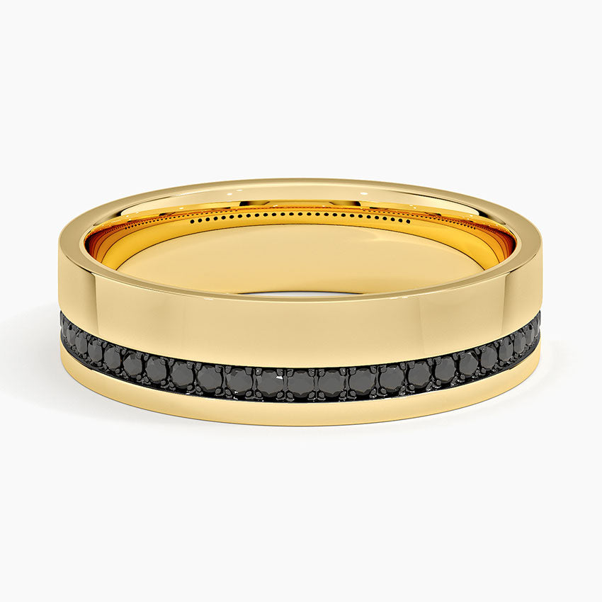 Austin Black Diamond 5.5mm Wedding Ring in 14K Yellow Gold