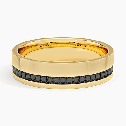 Austin Black Diamond 5.5mm Wedding Ring in 14K Yellow Gold