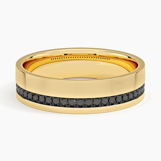 Austin Black Diamond 5.5mm Wedding Ring in 14K Yellow Gold