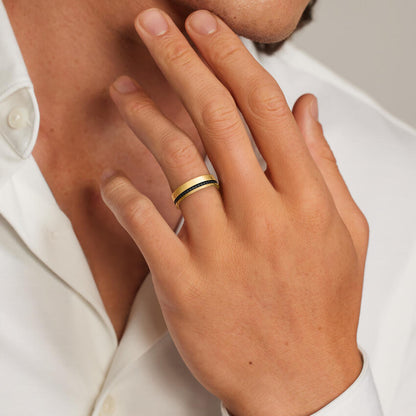 Austin Eternity Black Diamond 5.5mm Wedding Ring in 14K Yellow Gold