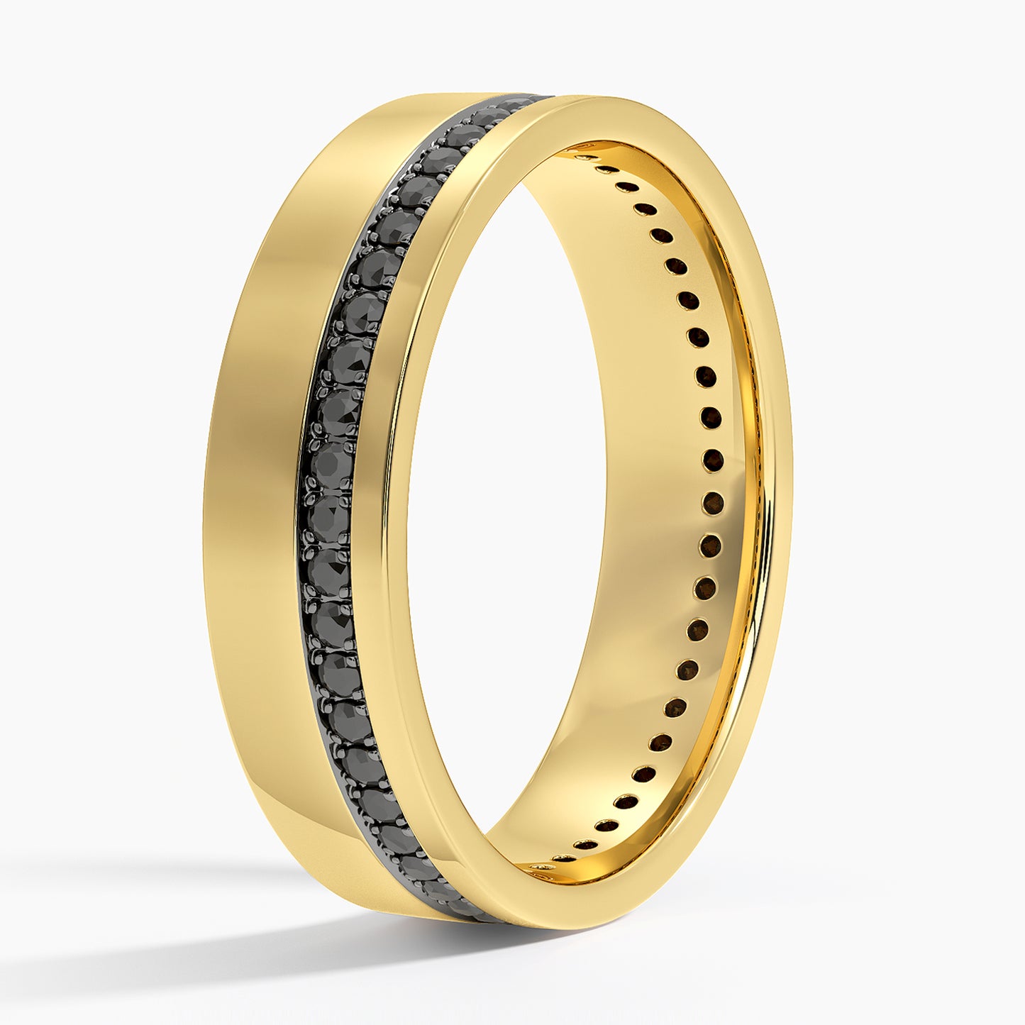 Austin Eternity Black Diamond 5.5mm Wedding Ring in 14K Yellow Gold