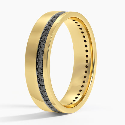 Austin Eternity Black Diamond 5.5mm Wedding Ring in 14K Yellow Gold