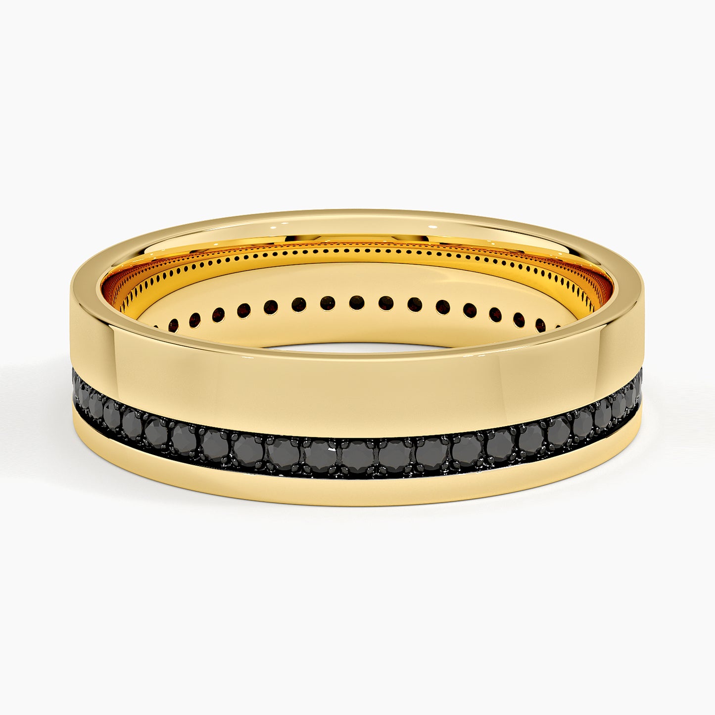 Austin Eternity Black Diamond 5.5mm Wedding Ring in 14K Yellow Gold