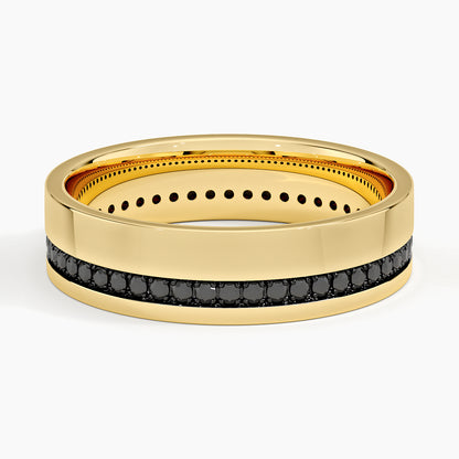 Austin Eternity Black Diamond 5.5mm Wedding Ring in 14K Yellow Gold
