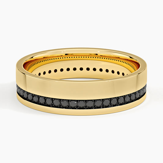 Austin Eternity Black Diamond 5.5mm Wedding Ring in 14K Yellow Gold