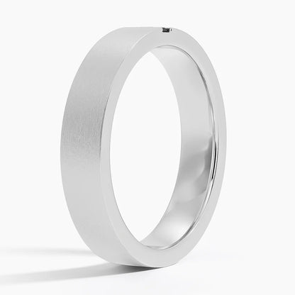 Apollo Black Diamond 4.5mm Wedding Ring in 18K White Gold