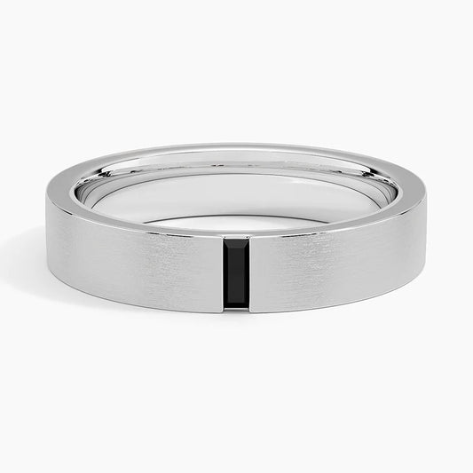 Apollo Black Diamond 4.5mm Wedding Ring in 18K White Gold