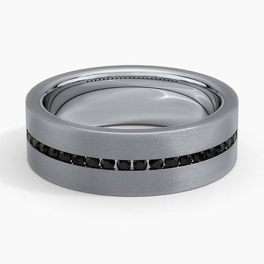 Paxton Black Diamond 7mm Wedding Ring in Tantalum
