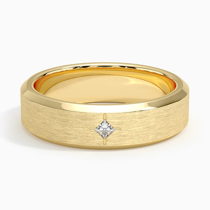 Caspian Diamond 6mm Wedding Ring in 14K Yellow Gold