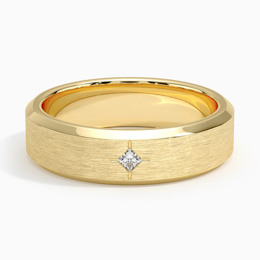 Caspian Diamond 6mm Wedding Ring in 14K Yellow Gold
