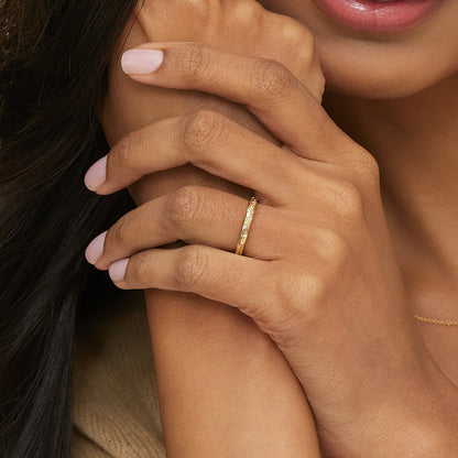 Verdure Engraved Diamond Ring in 14K Yellow Gold